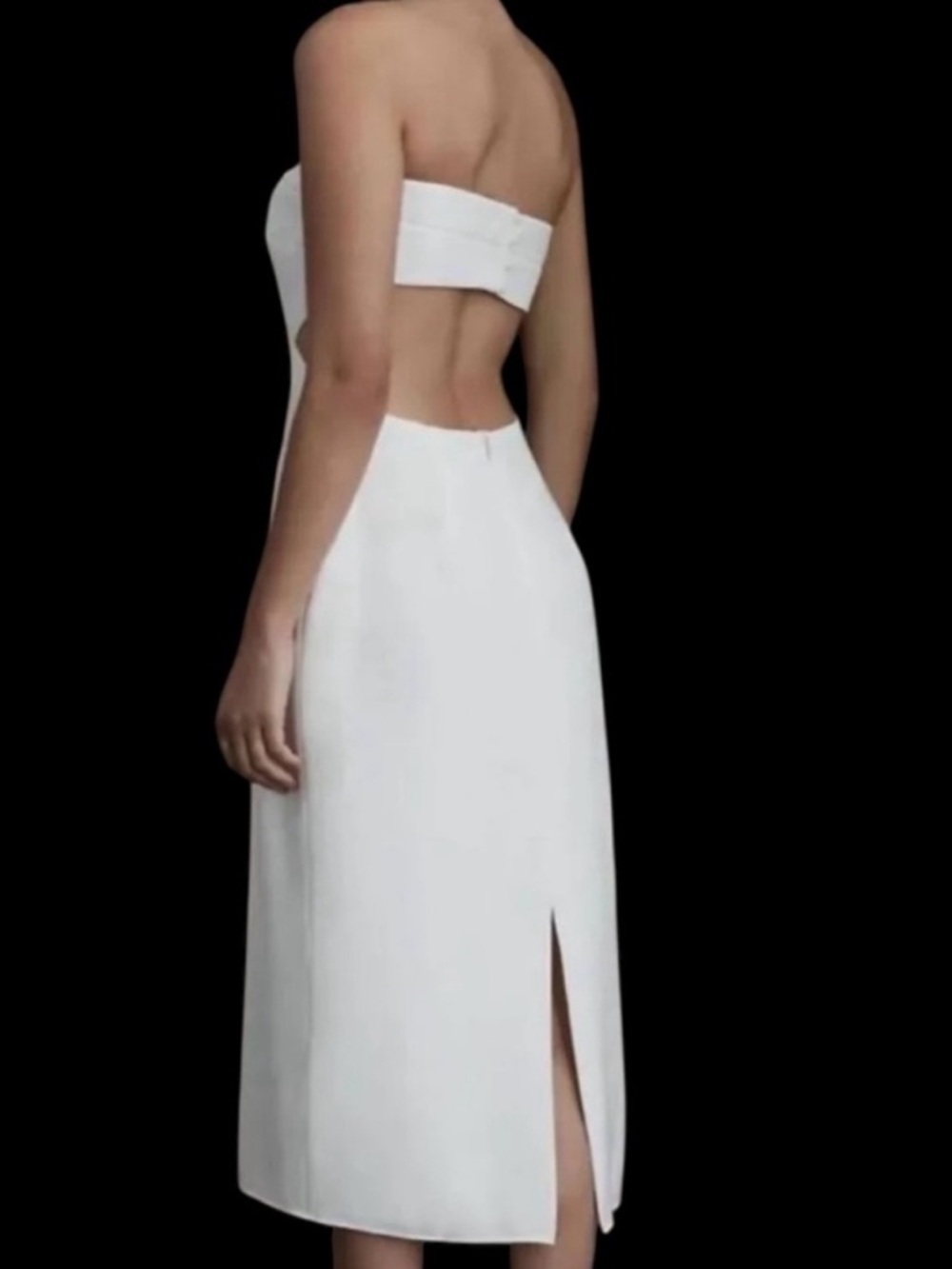 Sachin & Babi Sadie Strapless White Midi Dress Cutout back Bridal 34977 - Picture 3 of 11